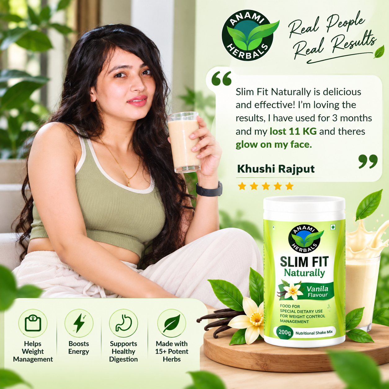 anami herbals slim fit testimonial ad